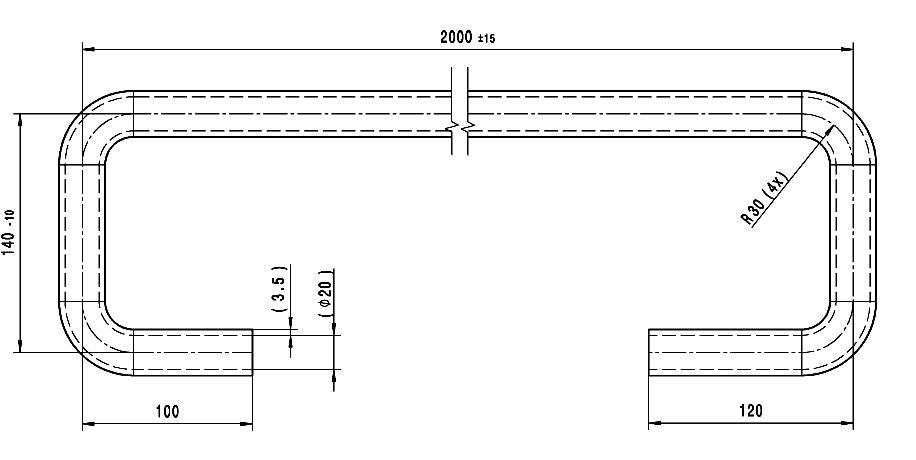 Vattenslang 20 mm, 2 m med två 180°-böjar