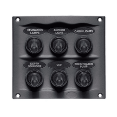 BEP Switch Panel DC Waterproof 6xOn/Off Charcoal