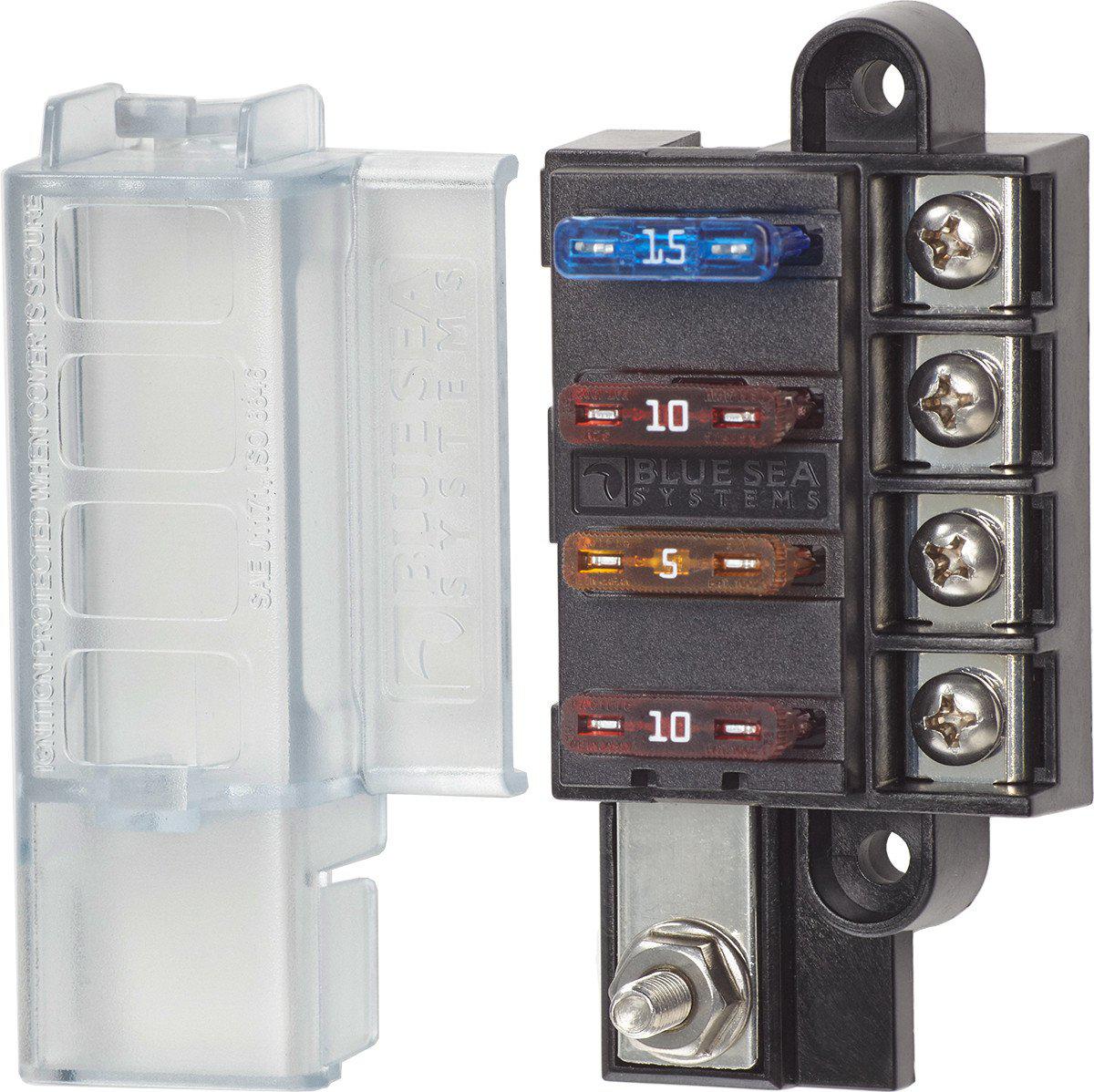 BSS Fuse Block ST-Blade Compact 4 Circuits with Cover