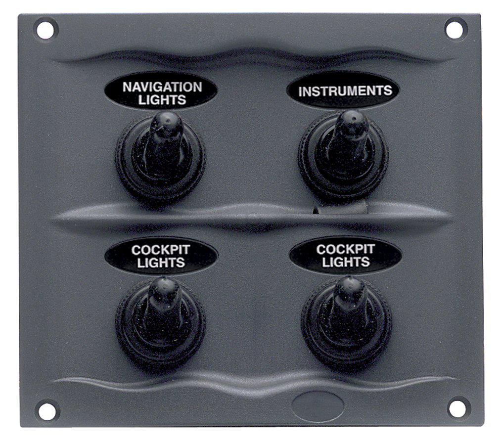 BEP Switch Panel DC Waterproof 4xOn/Off Charcoal