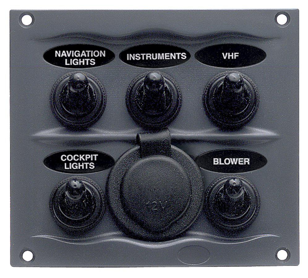 BEP Switch Panel DC Waterproof 5xOn/Off 1xPower Re