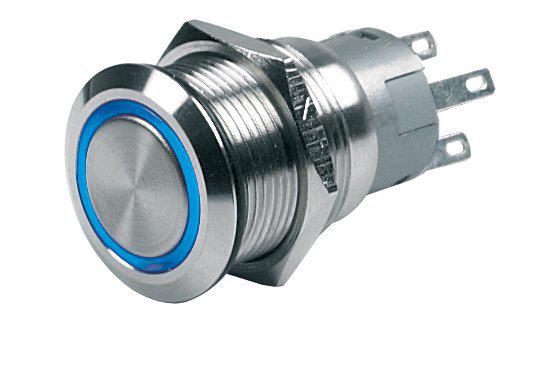 BEP Switch Push-Button (On)-Off 24V Blue