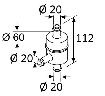 Termostatventil 3xØ20 mm