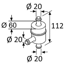 Termostatventil 3xØ20 mm
