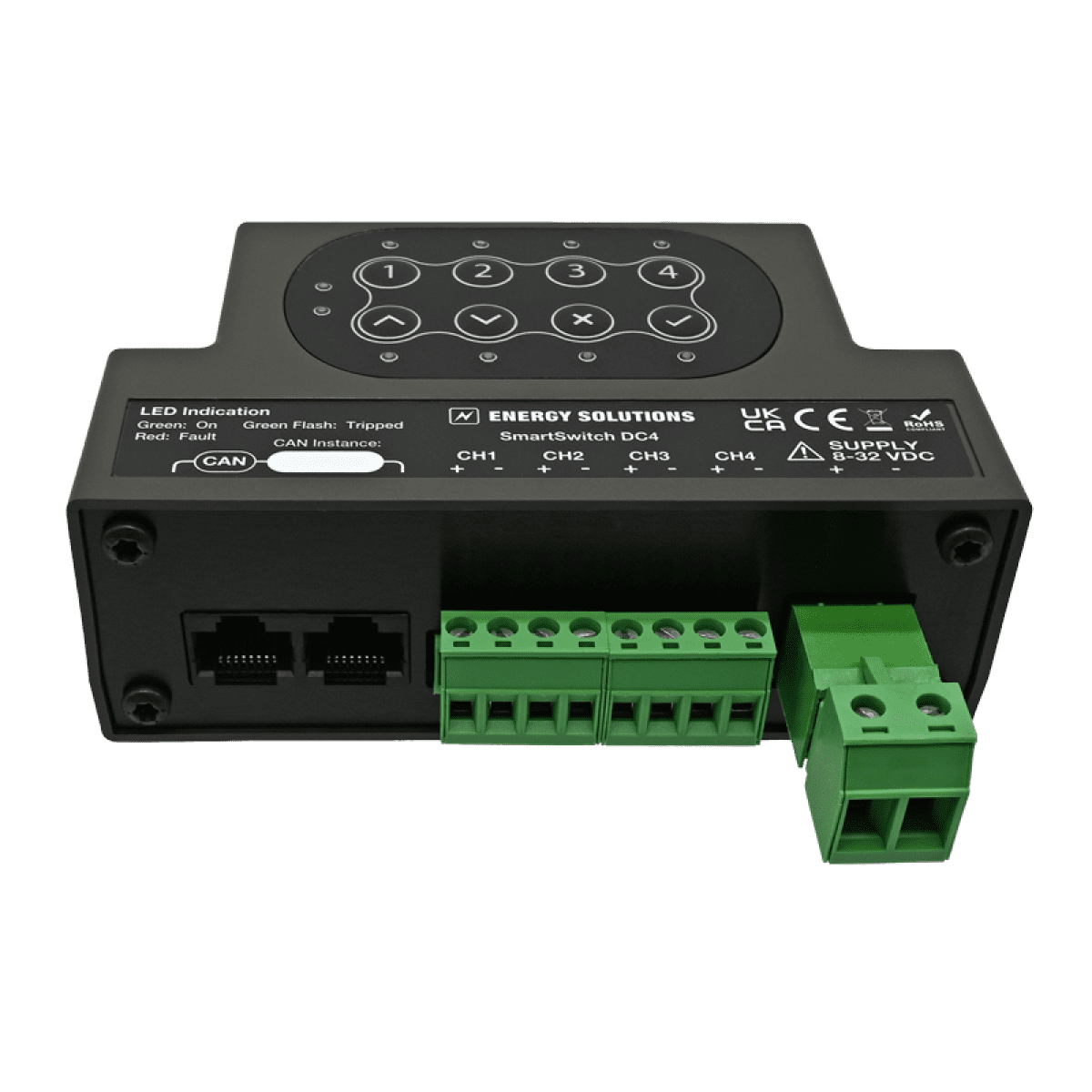 SmartSwitch DC4. 4 kanaler CAN  DC switch 12-24Vdc