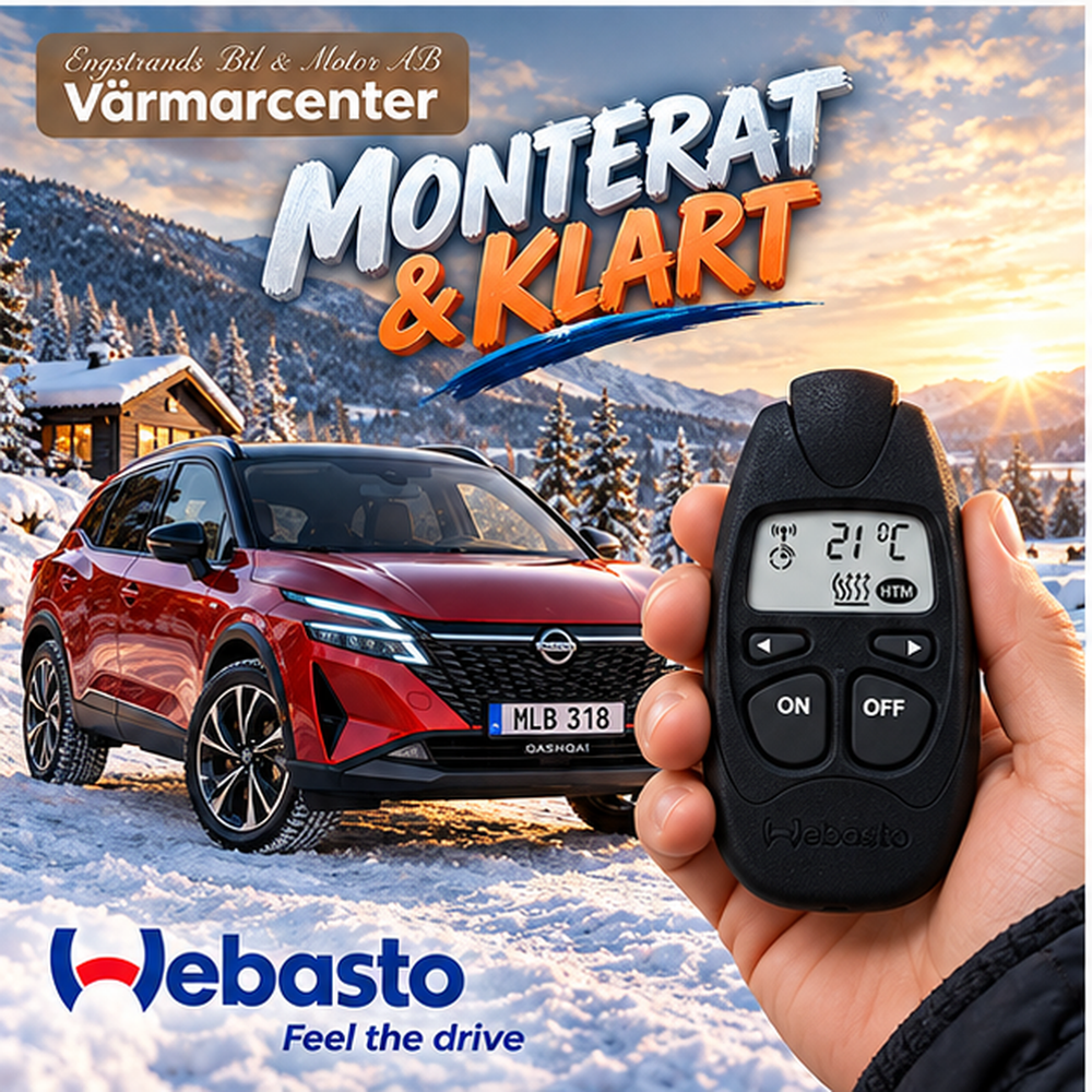 Webasto motorvärmare till Nissan Qashqai – monterat & klart med fjärrkontroll T100