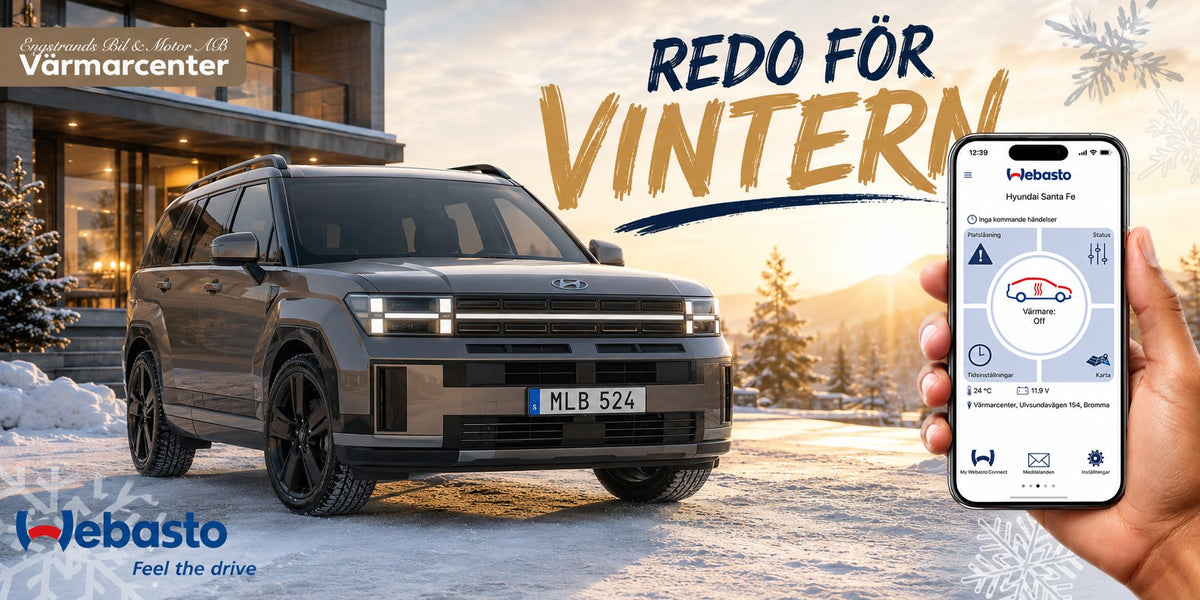 Redo för vintern – Webasto parkeringsvärmare i Hyundai Santa Fe, styrs med app