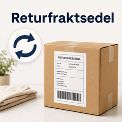 Returfraktsedel – returetikett fastsatt på paket redo att skickas tillbaka