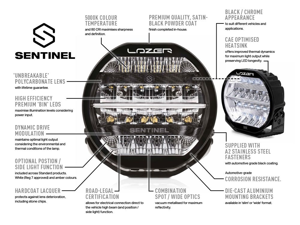 Lazer Sentinel Elite LED Extraljus 9″