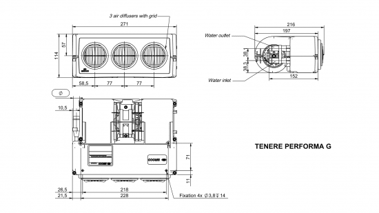 TENERE PERFORMA G - 12V Water heat exchanger with fan