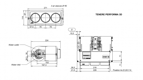 TENERE PERFORMA 3D60 - 12V Water heat exchanger with fan