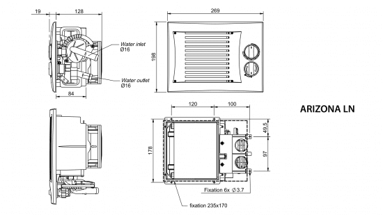 ARIZONA LN - 24V Water heat exchanger with fan