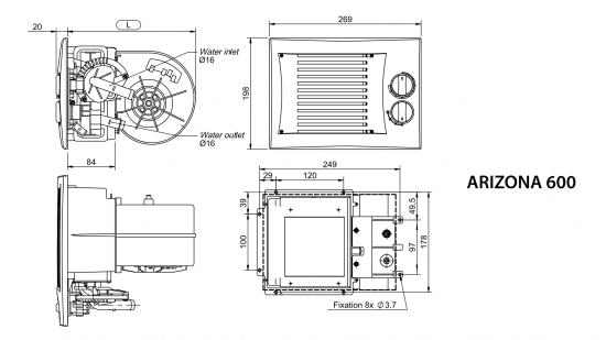 ARIZONA 600 - 24V Water heat exchanger with fan