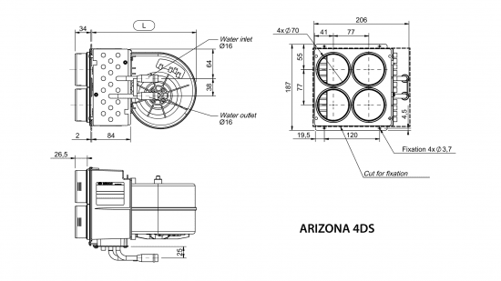 ARIZONA 4DS - 24V Water heat exchanger with fan